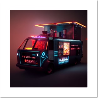 Cyberpunk Tokyo Ramen Food Truck Posters and Art